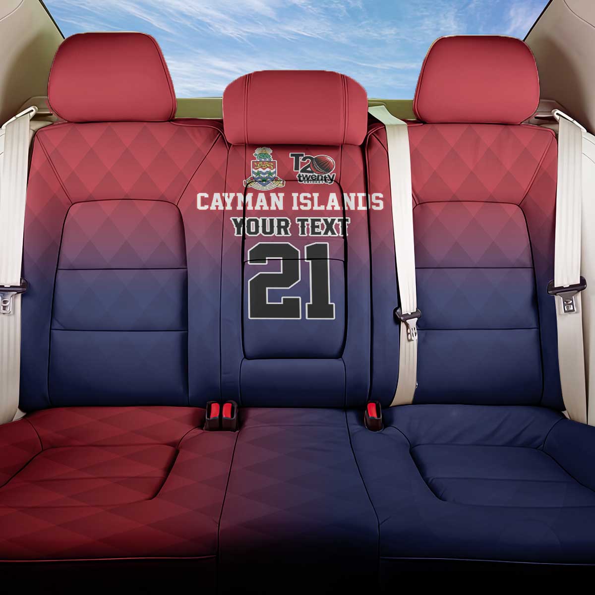 Cayman Islands Cricket Custom Back Car Seat Cover Classic Coat of Arms Sporty - Wonder Print Shop