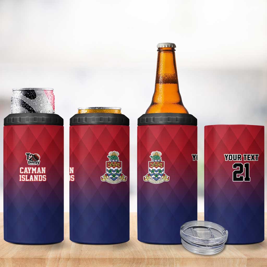 Cayman Islands Cricket Custom 4 in 1 Can Cooler Tumbler Classic Coat of Arms Sporty - Wonder Print Shop