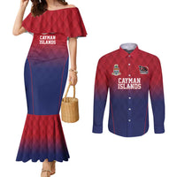 Cayman Islands Cricket Custom Couples Matching Mermaid Dress and Long Sleeve Button Shirt Classic Coat of Arms Sporty - Wonder Print Shop
