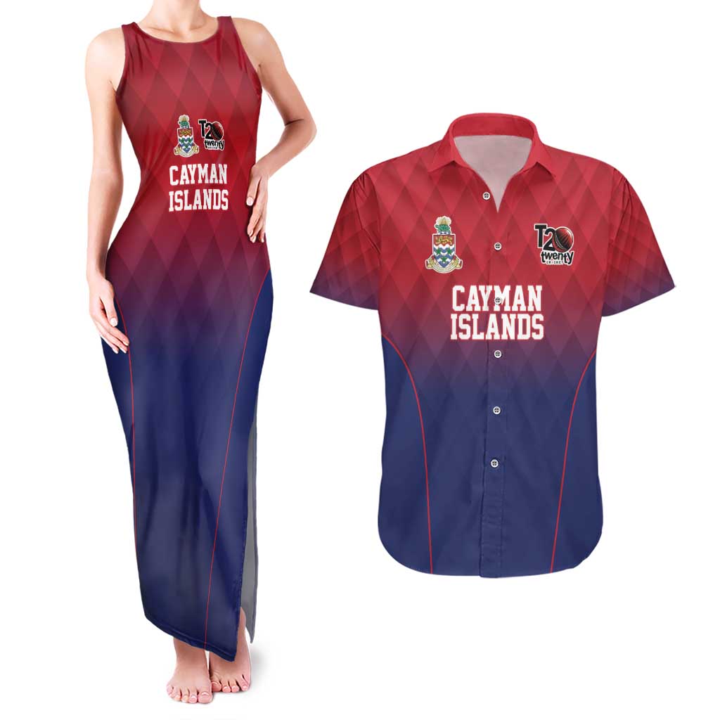 Cayman Islands Cricket Custom Couples Matching Tank Maxi Dress and Hawaiian Shirt Classic Coat of Arms Sporty - Wonder Print Shop