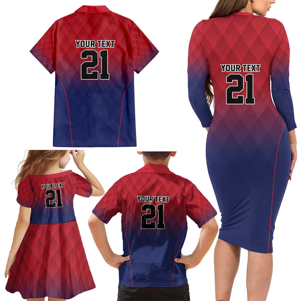 Cayman Islands Cricket Custom Family Matching Long Sleeve Bodycon Dress and Hawaiian Shirt Classic Coat of Arms Sporty - Wonder Print Shop