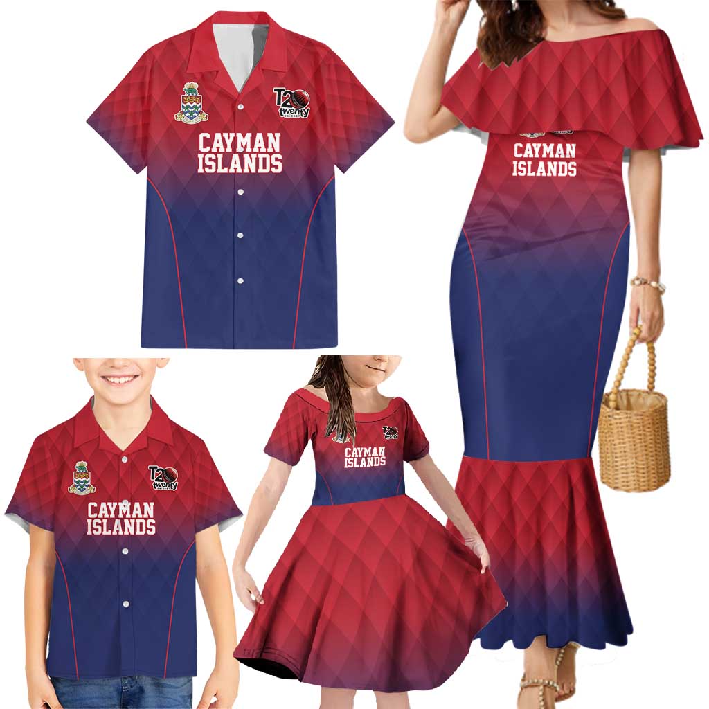Cayman Islands Cricket Custom Family Matching Mermaid Dress and Hawaiian Shirt Classic Coat of Arms Sporty - Wonder Print Shop