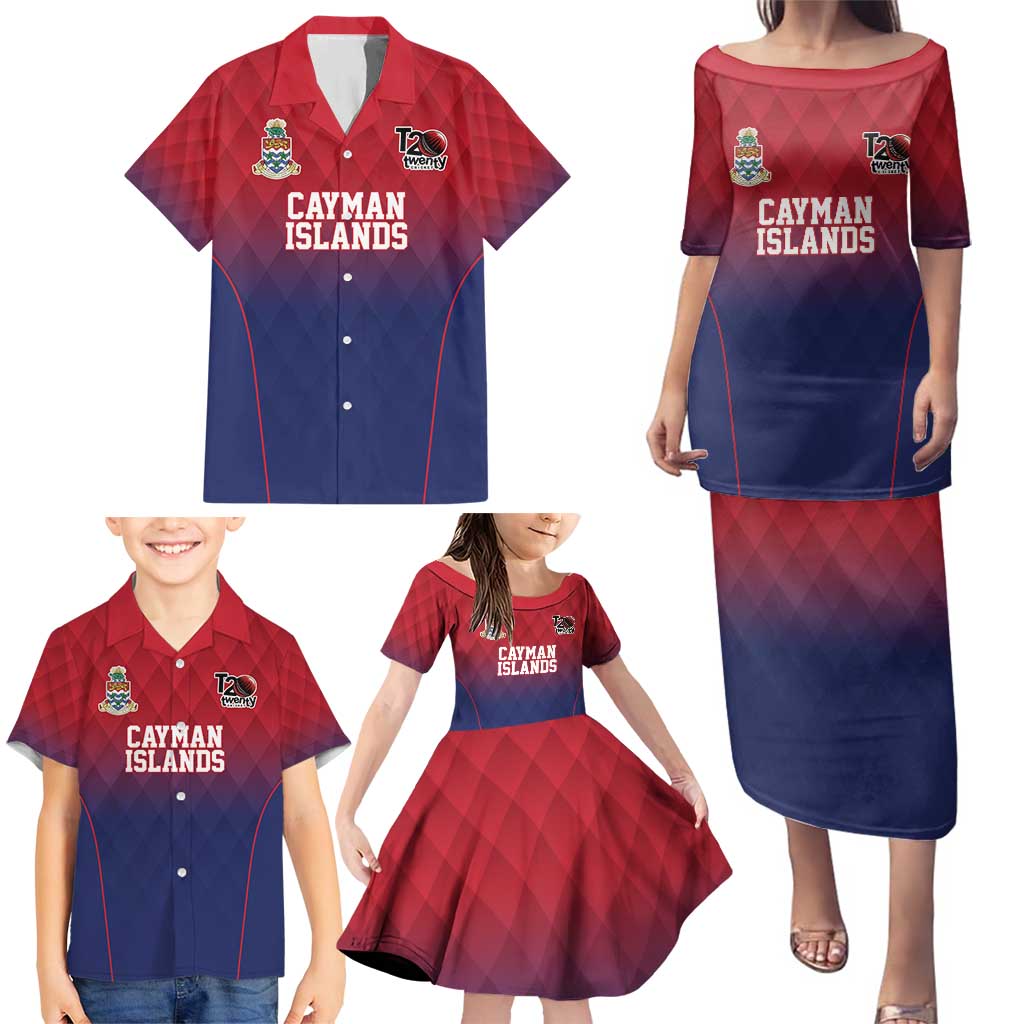 Cayman Islands Cricket Custom Family Matching Puletasi and Hawaiian Shirt Classic Coat of Arms Sporty - Wonder Print Shop
