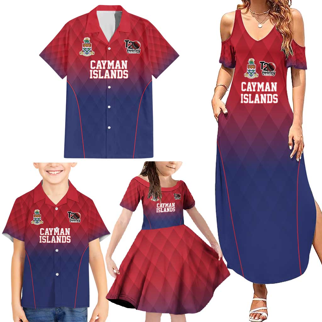 Cayman Islands Cricket Custom Family Matching Summer Maxi Dress and Hawaiian Shirt Classic Coat of Arms Sporty - Wonder Print Shop