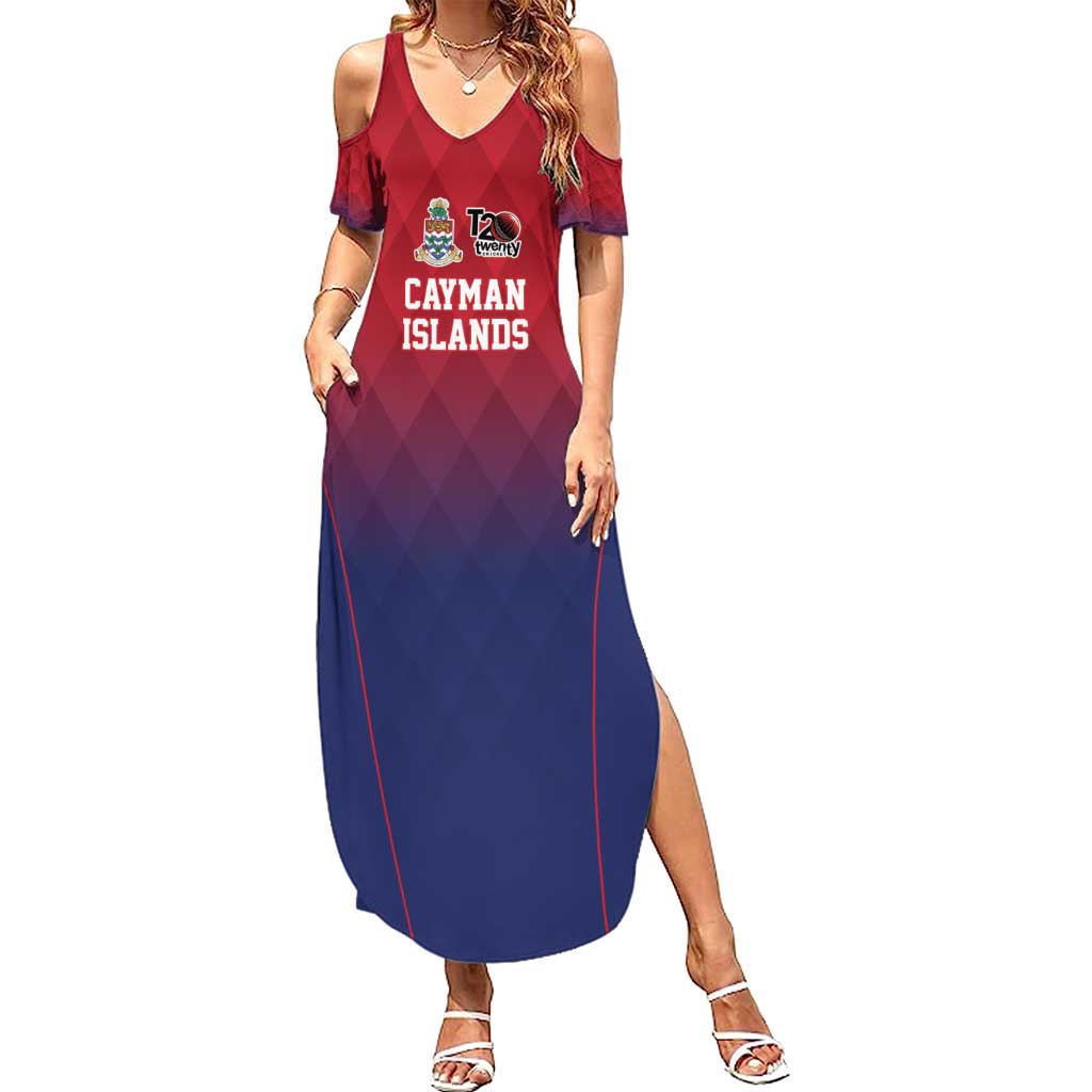 Cayman Islands Cricket Custom Family Matching Summer Maxi Dress and Hawaiian Shirt Classic Coat of Arms Sporty - Wonder Print Shop