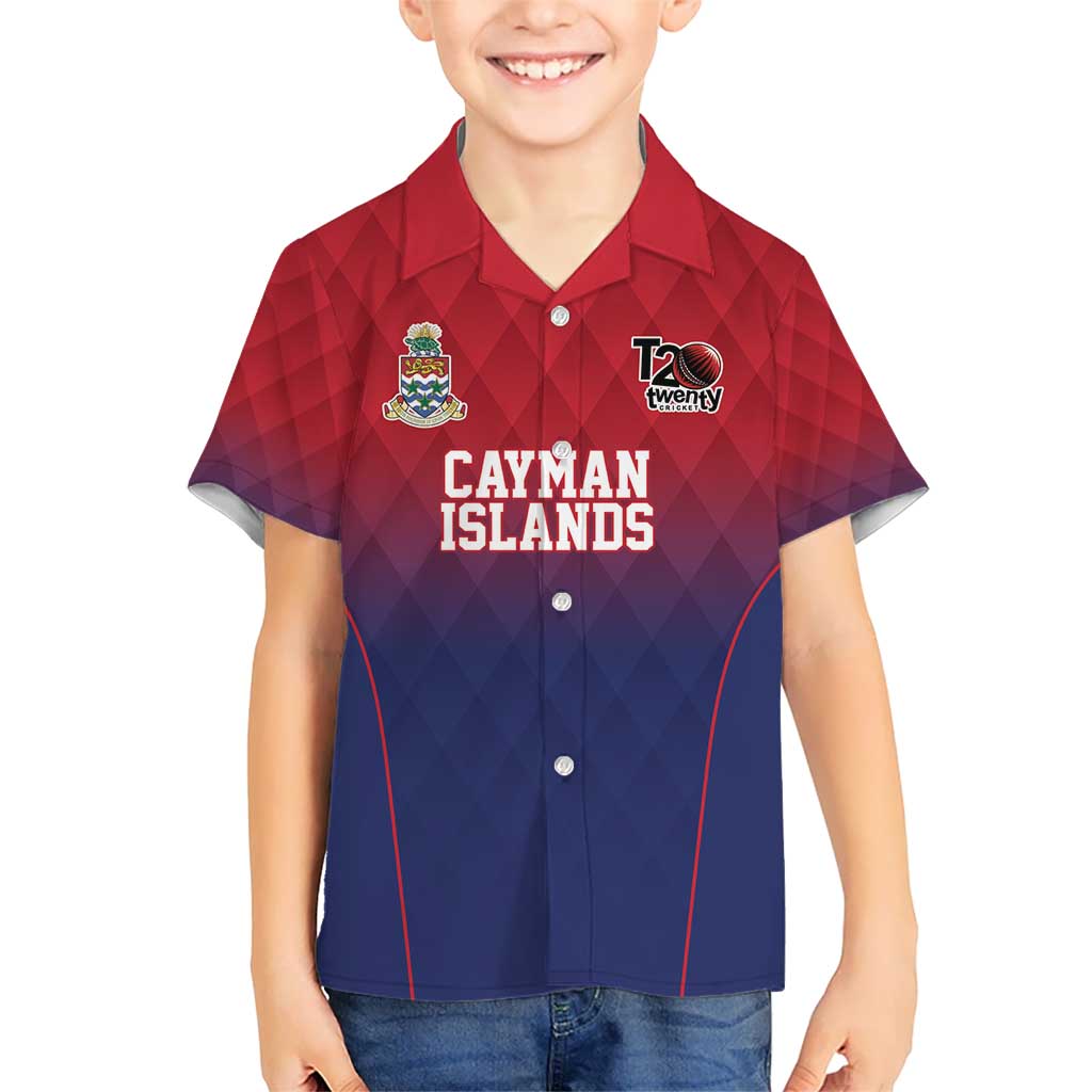 Cayman Islands Cricket Custom Kid Hawaiian Shirt Classic Coat of Arms Sporty - Wonder Print Shop