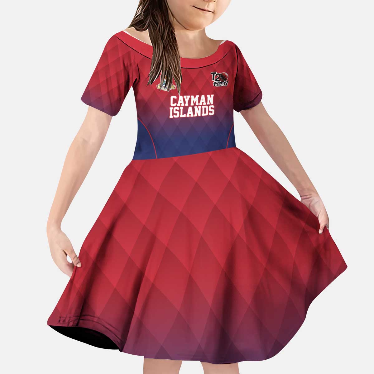 Cayman Islands Cricket Custom Kid Short Sleeve Dress Classic Coat of Arms Sporty - Wonder Print Shop