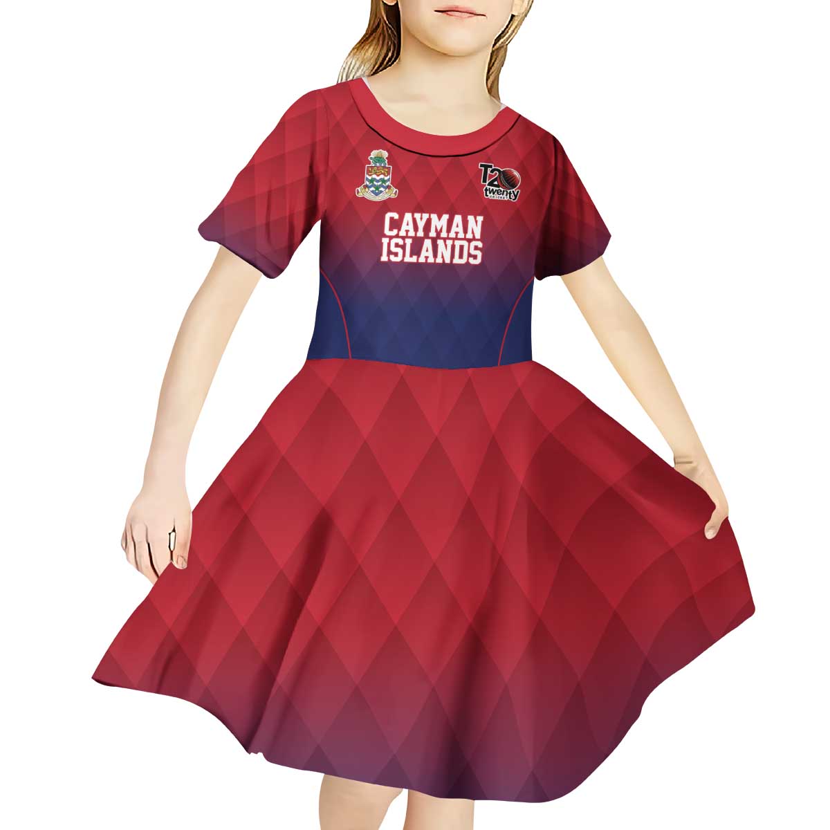 Cayman Islands Cricket Custom Kid Short Sleeve Dress Classic Coat of Arms Sporty - Wonder Print Shop