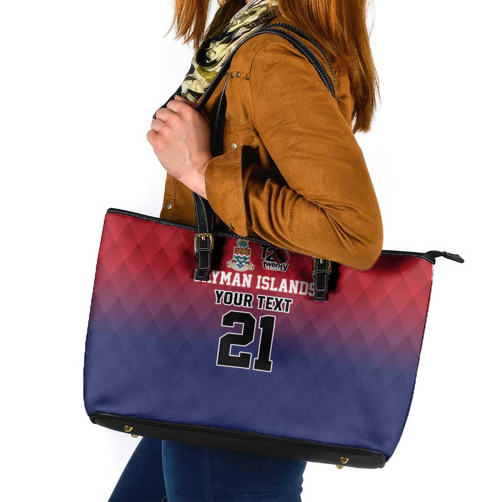 Cayman Islands Cricket Custom Leather Tote Bag Classic Coat of Arms Sporty - Wonder Print Shop