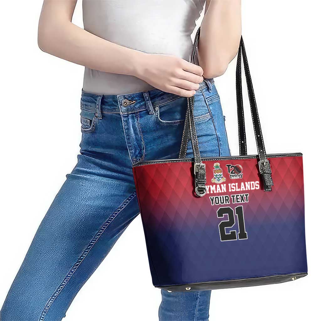 Cayman Islands Cricket Custom Leather Tote Bag Classic Coat of Arms Sporty - Wonder Print Shop