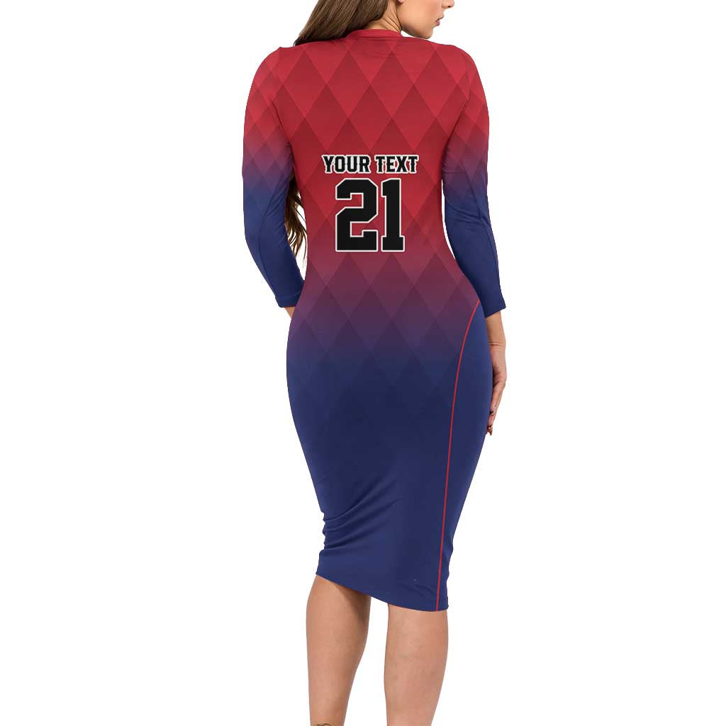 Cayman Islands Cricket Custom Long Sleeve Bodycon Dress Classic Coat of Arms Sporty - Wonder Print Shop