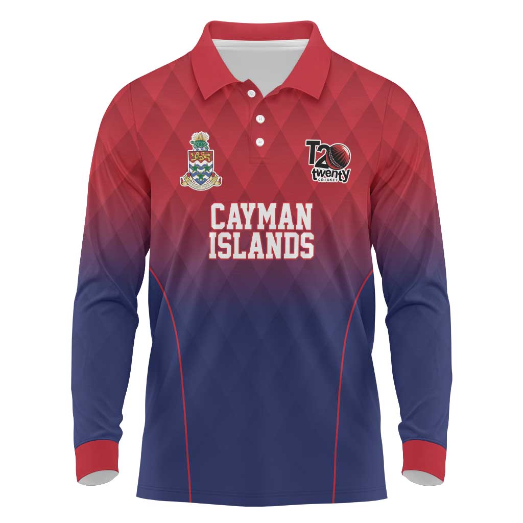 Cayman Islands Cricket Custom Long Sleeve Polo Shirt Classic Coat of Arms Sporty - Wonder Print Shop