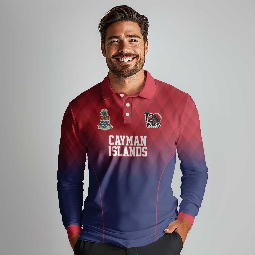 Cayman Islands Cricket Custom Long Sleeve Polo Shirt Classic Coat of Arms Sporty - Wonder Print Shop