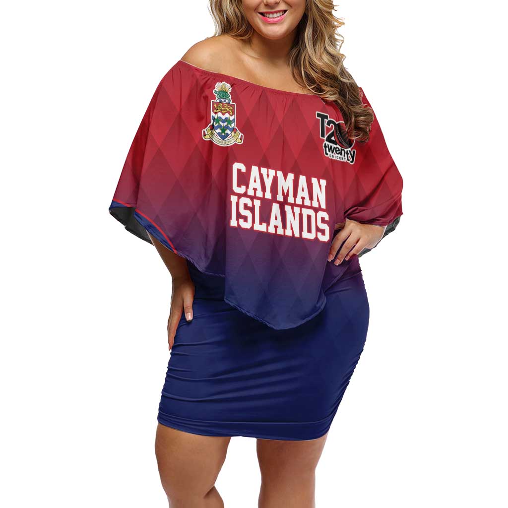 Cayman Islands Cricket Custom Off Shoulder Short Dress Classic Coat of Arms Sporty - Wonder Print Shop