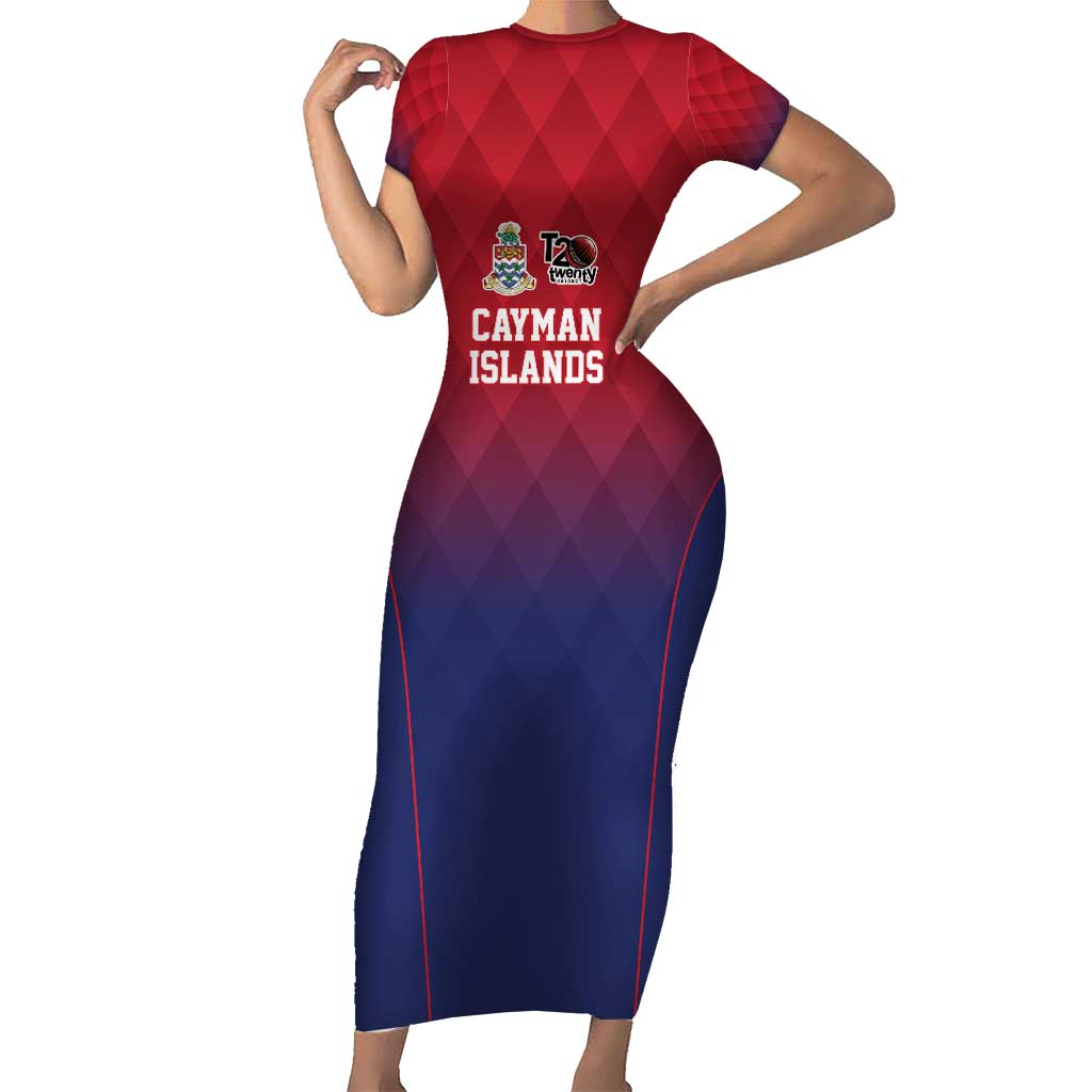 Cayman Islands Cricket Custom Short Sleeve Bodycon Dress Classic Coat of Arms Sporty - Wonder Print Shop