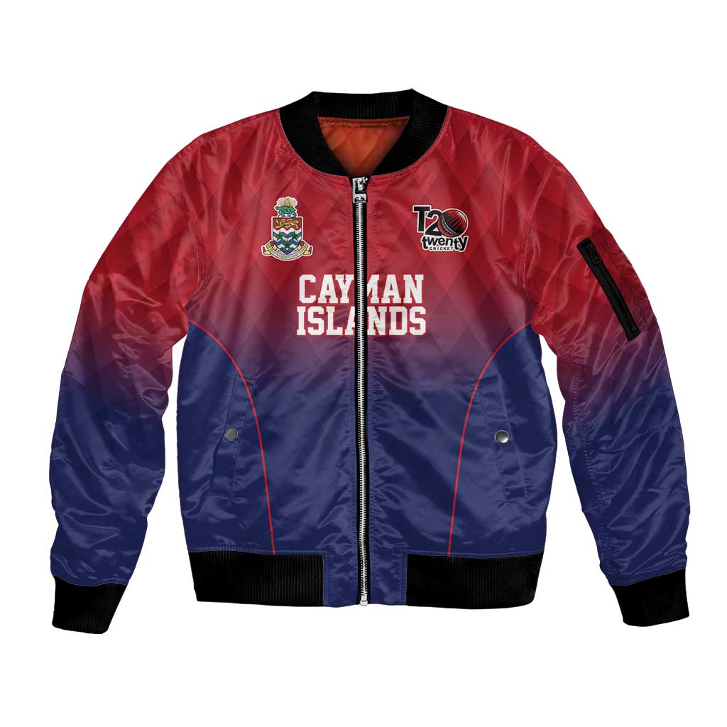 Cayman Islands Cricket Custom Sleeve Zip Bomber Jacket Classic Coat of Arms Sporty - Wonder Print Shop