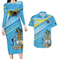 The Bahamas Cricket Custom Couples Matching Long Sleeve Bodycon Dress and Hawaiian Shirt Marlin Flamingo Come On Bahamian - Wonder Print Shop