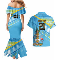 The Bahamas Cricket Custom Couples Matching Mermaid Dress and Hawaiian Shirt Marlin Flamingo Come On Bahamian - Wonder Print Shop