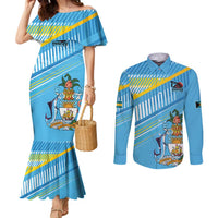 The Bahamas Cricket Custom Couples Matching Mermaid Dress and Long Sleeve Button Shirt Marlin Flamingo Come On Bahamian - Wonder Print Shop