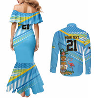The Bahamas Cricket Custom Couples Matching Mermaid Dress and Long Sleeve Button Shirt Marlin Flamingo Come On Bahamian - Wonder Print Shop