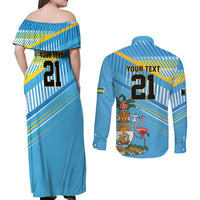 The Bahamas Cricket Custom Couples Matching Off Shoulder Maxi Dress and Long Sleeve Button Shirt Marlin Flamingo Come On Bahamian - Wonder Print Shop