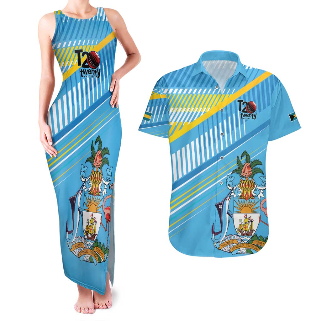 The Bahamas Cricket Custom Couples Matching Tank Maxi Dress and Hawaiian Shirt Marlin Flamingo Come On Bahamian - Wonder Print Shop