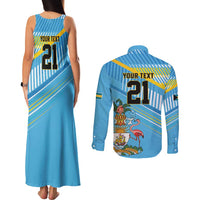 The Bahamas Cricket Custom Couples Matching Tank Maxi Dress and Long Sleeve Button Shirt Marlin Flamingo Come On Bahamian - Wonder Print Shop
