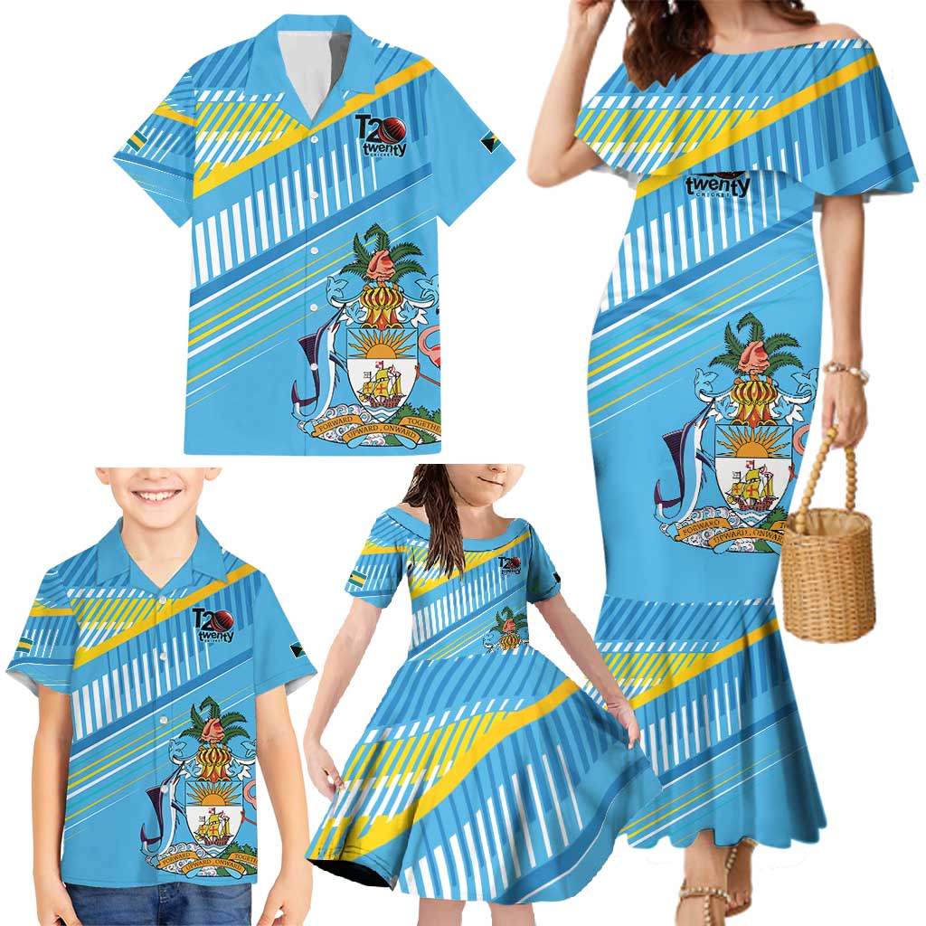 The Bahamas Cricket Custom Family Matching Mermaid Dress and Hawaiian Shirt Marlin Flamingo Come On Bahamian - Wonder Print Shop