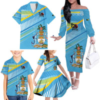 The Bahamas Cricket Custom Family Matching Off The Shoulder Long Sleeve Dress and Hawaiian Shirt Marlin Flamingo Come On Bahamian - Wonder Print Shop