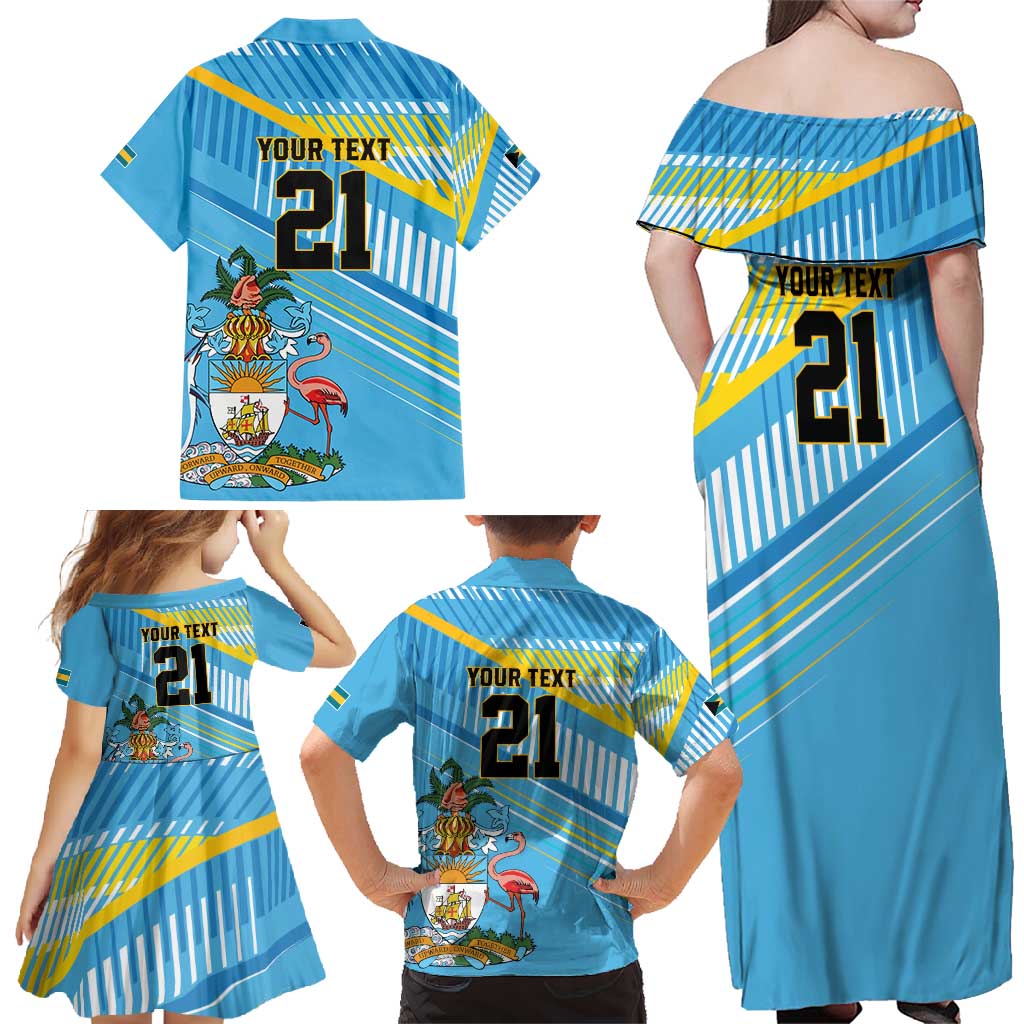 The Bahamas Cricket Custom Family Matching Off Shoulder Maxi Dress and Hawaiian Shirt Marlin Flamingo Come On Bahamian - Wonder Print Shop