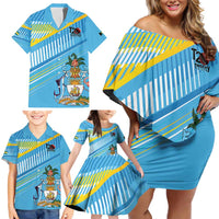 The Bahamas Cricket Custom Family Matching Off Shoulder Short Dress and Hawaiian Shirt Marlin Flamingo Come On Bahamian - Wonder Print Shop