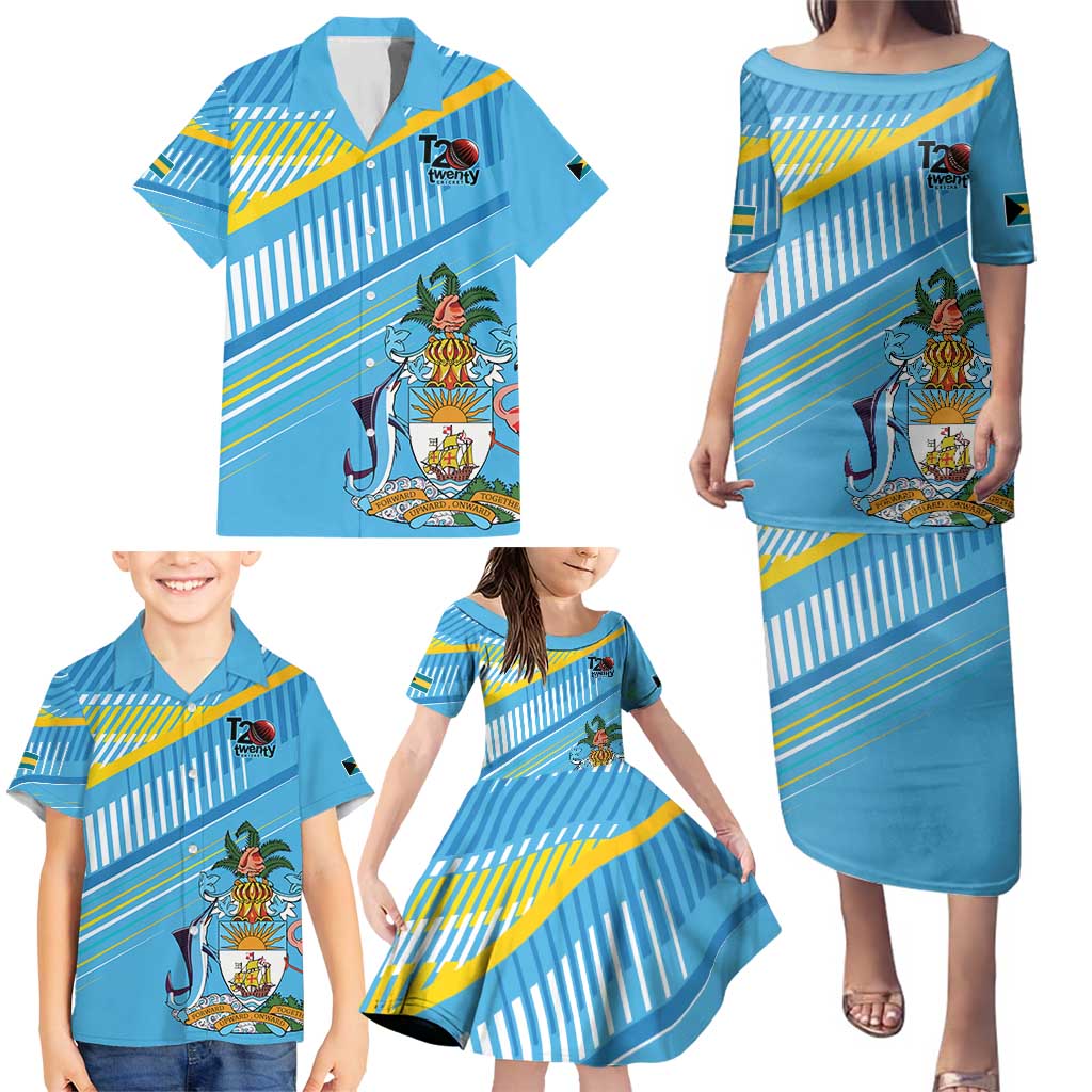 The Bahamas Cricket Custom Family Matching Puletasi and Hawaiian Shirt Marlin Flamingo Come On Bahamian - Wonder Print Shop