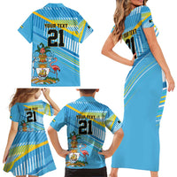 The Bahamas Cricket Custom Family Matching Short Sleeve Bodycon Dress and Hawaiian Shirt Marlin Flamingo Come On Bahamian - Wonder Print Shop