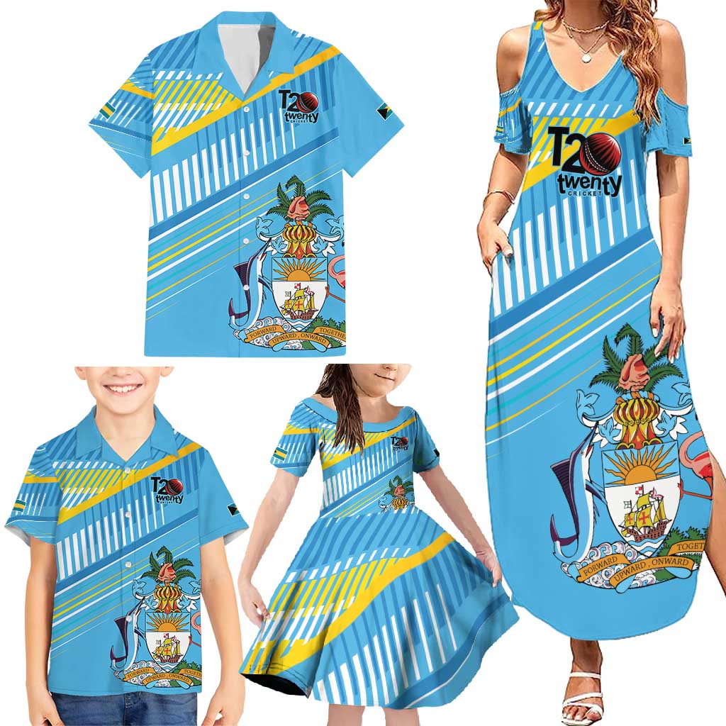 The Bahamas Cricket Custom Family Matching Summer Maxi Dress and Hawaiian Shirt Marlin Flamingo Come On Bahamian - Wonder Print Shop