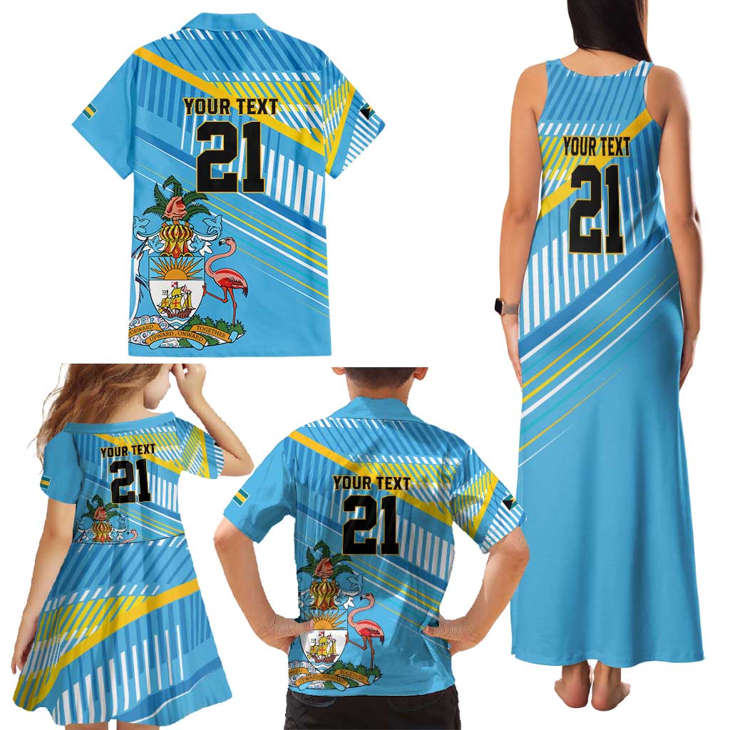 The Bahamas Cricket Custom Family Matching Tank Maxi Dress and Hawaiian Shirt Marlin Flamingo Come On Bahamian - Wonder Print Shop