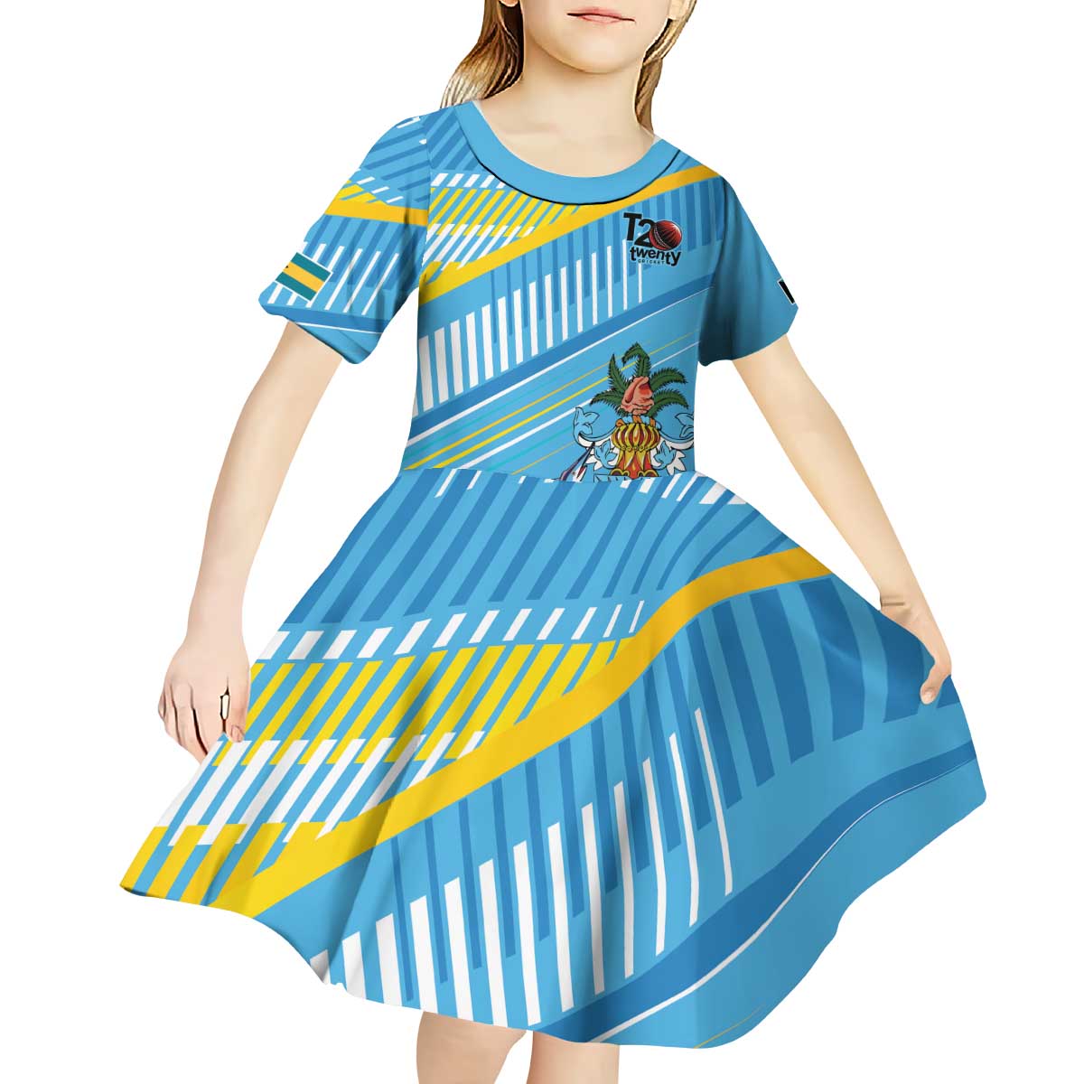 The Bahamas Cricket Custom Kid Short Sleeve Dress Marlin Flamingo Come On Bahamian - Wonder Print Shop