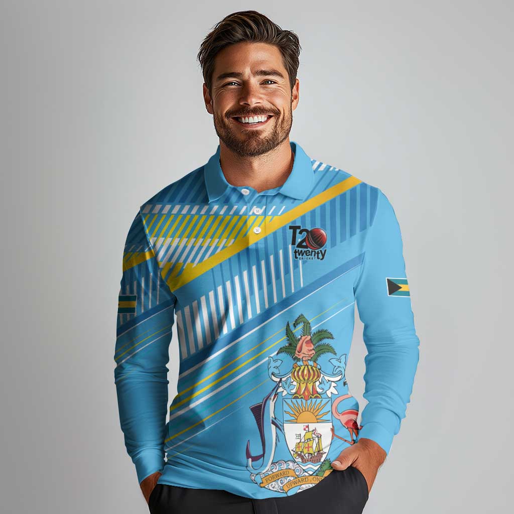 The Bahamas Cricket Custom Long Sleeve Polo Shirt Marlin Flamingo Come On Bahamian - Wonder Print Shop