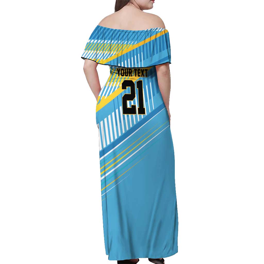 The Bahamas Cricket Custom Off Shoulder Maxi Dress Marlin Flamingo Come On Bahamian - Wonder Print Shop