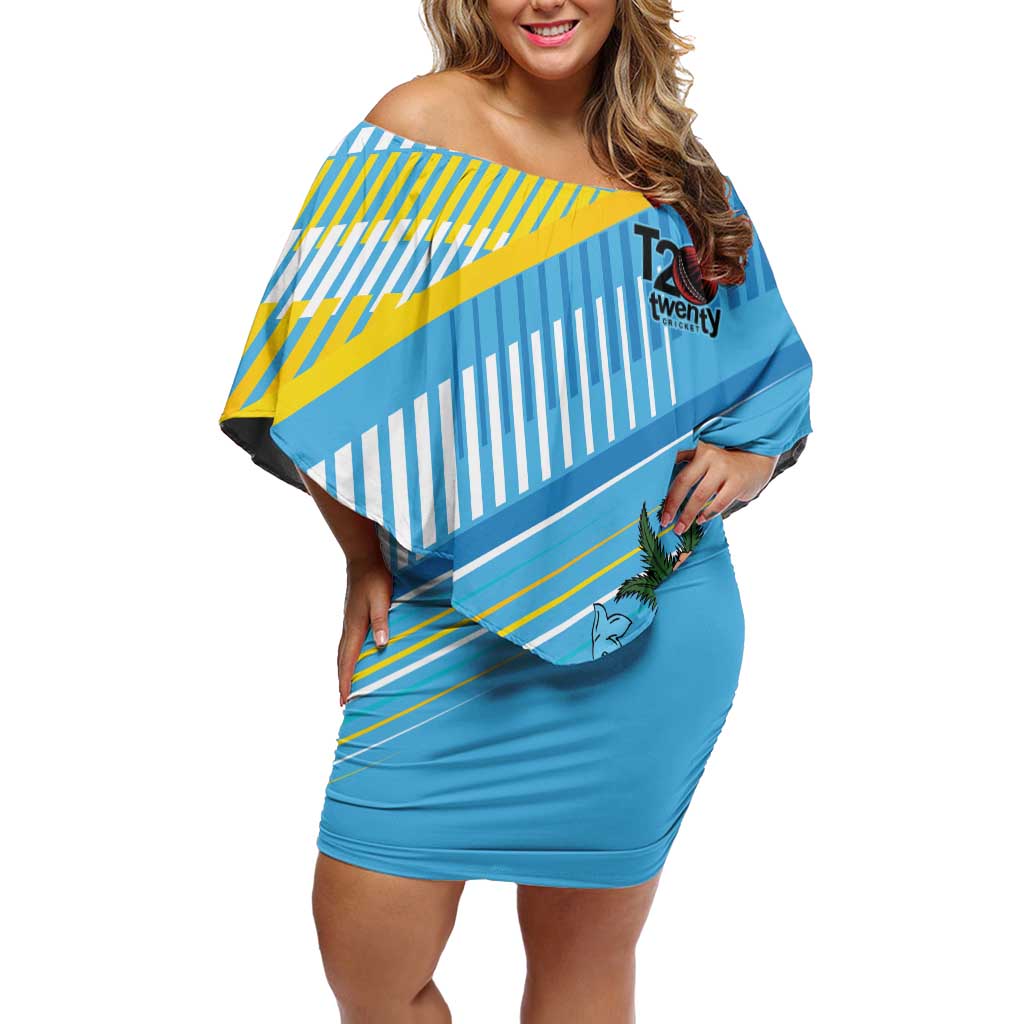 The Bahamas Cricket Custom Off Shoulder Short Dress Marlin Flamingo Come On Bahamian - Wonder Print Shop