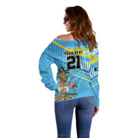 The Bahamas Cricket Custom Off Shoulder Sweater Marlin Flamingo Come On Bahamian - Wonder Print Shop