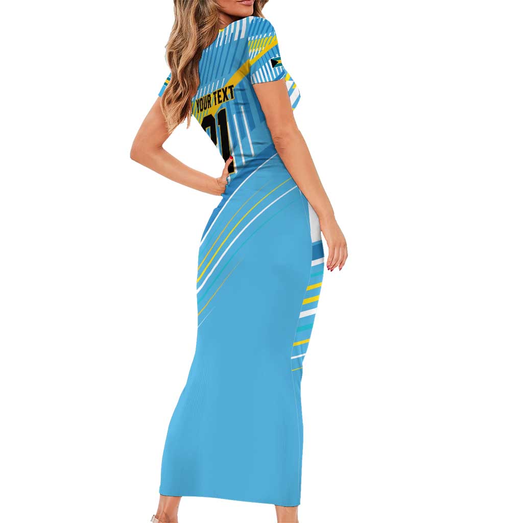 The Bahamas Cricket Custom Short Sleeve Bodycon Dress Marlin Flamingo Come On Bahamian - Wonder Print Shop