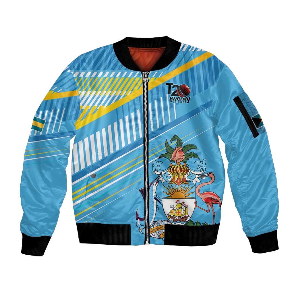 The Bahamas Cricket Custom Sleeve Zip Bomber Jacket Marlin Flamingo Come On Bahamian - Wonder Print Shop