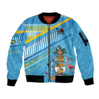 The Bahamas Cricket Custom Sleeve Zip Bomber Jacket Marlin Flamingo Come On Bahamian - Wonder Print Shop