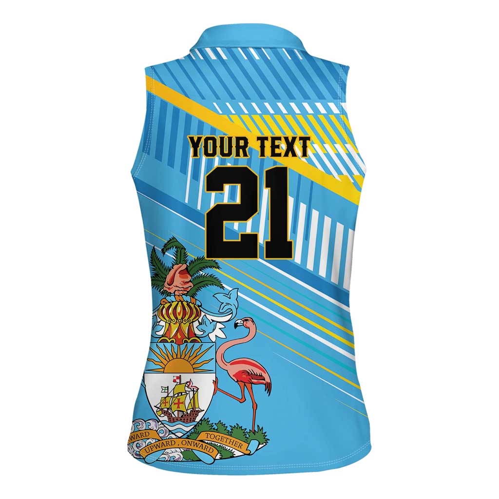 The Bahamas Cricket Custom Women Sleeveless Polo Shirt Marlin Flamingo Come On Bahamian - Wonder Print Shop