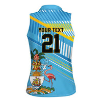The Bahamas Cricket Custom Women Sleeveless Polo Shirt Marlin Flamingo Come On Bahamian - Wonder Print Shop