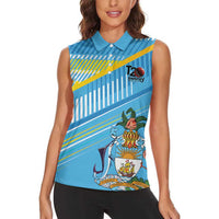 The Bahamas Cricket Custom Women Sleeveless Polo Shirt Marlin Flamingo Come On Bahamian - Wonder Print Shop