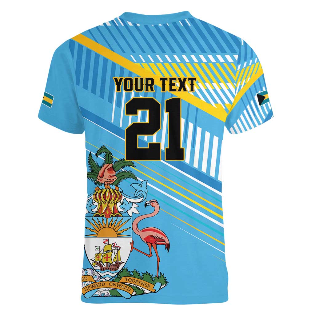 The Bahamas Cricket Custom Women V-Neck T-Shirt Marlin Flamingo Come On Bahamian - Wonder Print Shop