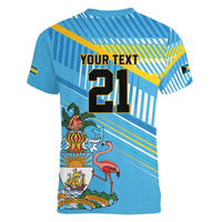 The Bahamas Cricket Custom Women V-Neck T-Shirt Marlin Flamingo Come On Bahamian - Wonder Print Shop
