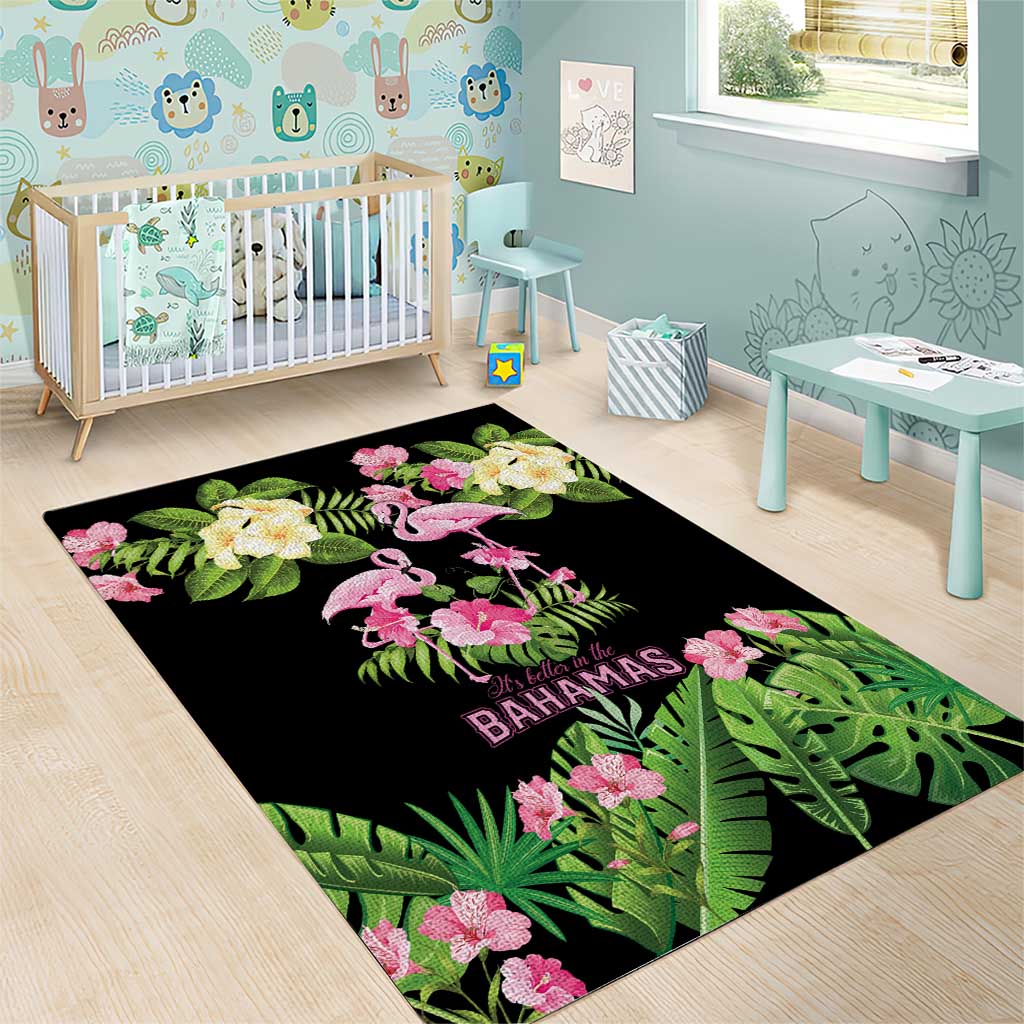The Bahamas Flamingo Area Rug Bahamian Tropical Flowers - Wonder Print Shop