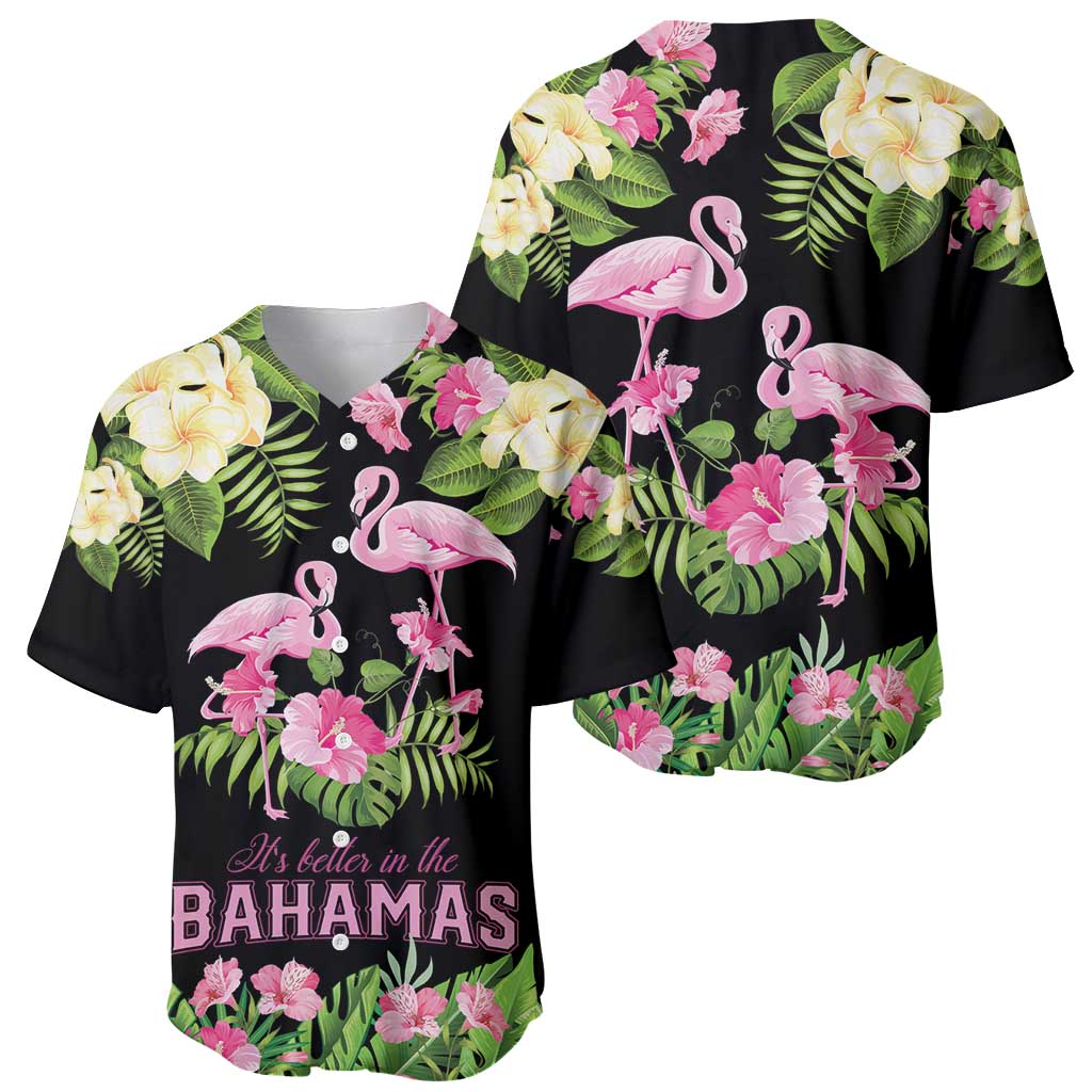 The Bahamas Flamingo Baseball Jersey Bahamian Tropical Flowers - Wonder Print Shop